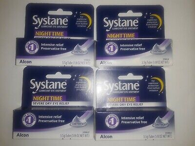 LOT OF FOUR New Boxed Systane Nighttime Lubricant Eye Ointment Dry Eye Relief 