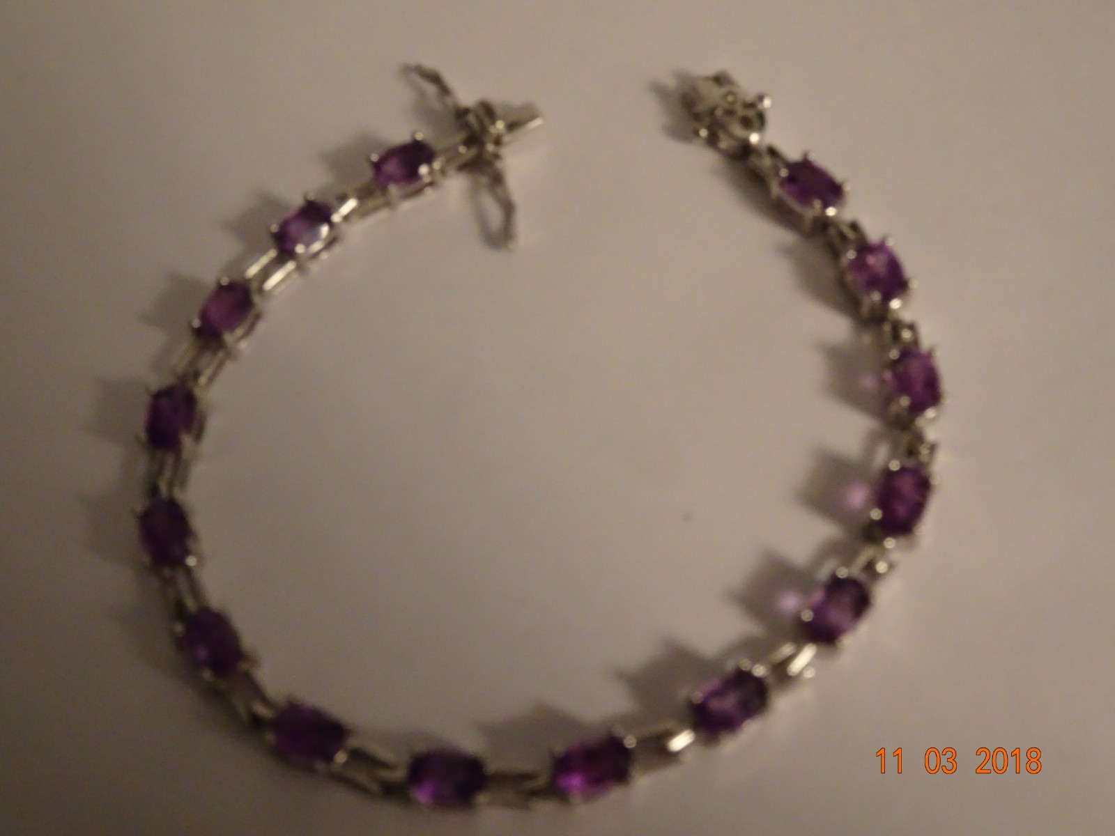 Sterling Silver and Amethyst Bracelet - 7 1/4