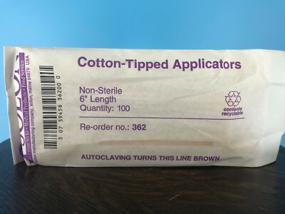 Solon Cotton Tipped Professional Applicators 6'' For Audio Use (100-Pack)