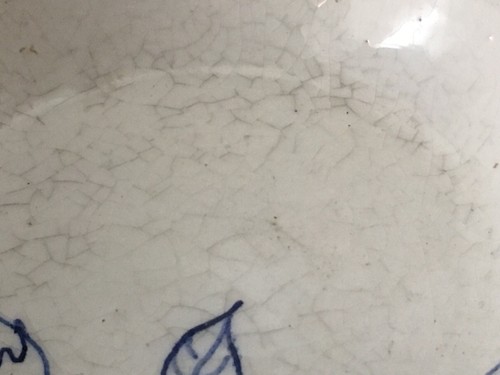 D Beall Pottery Bowl Blue And White Flowers Gold Trim Primitive Hand Thrown