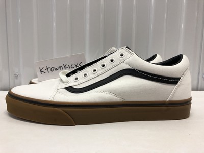 white with black stripe vans