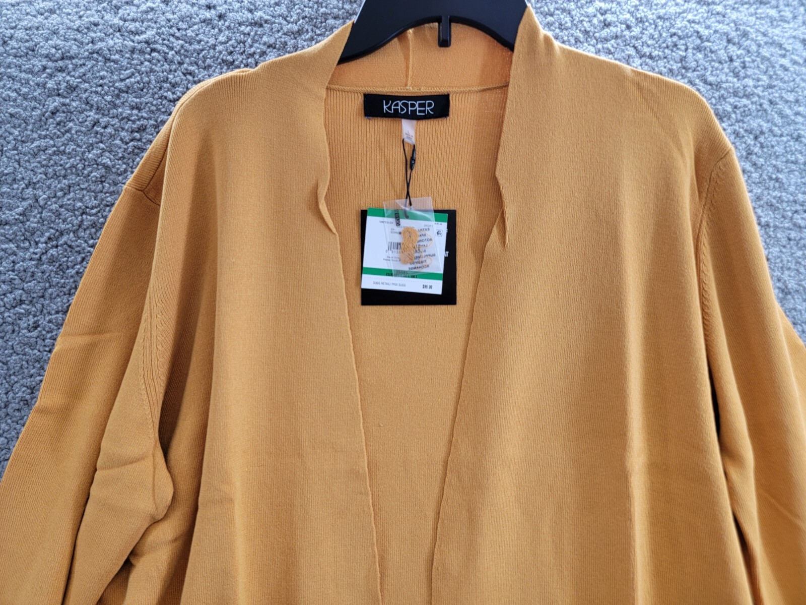 Kasper Open-Front Long-Sleeve Sweater Women's Large Gold Signature Solid - Picture 3 of 17