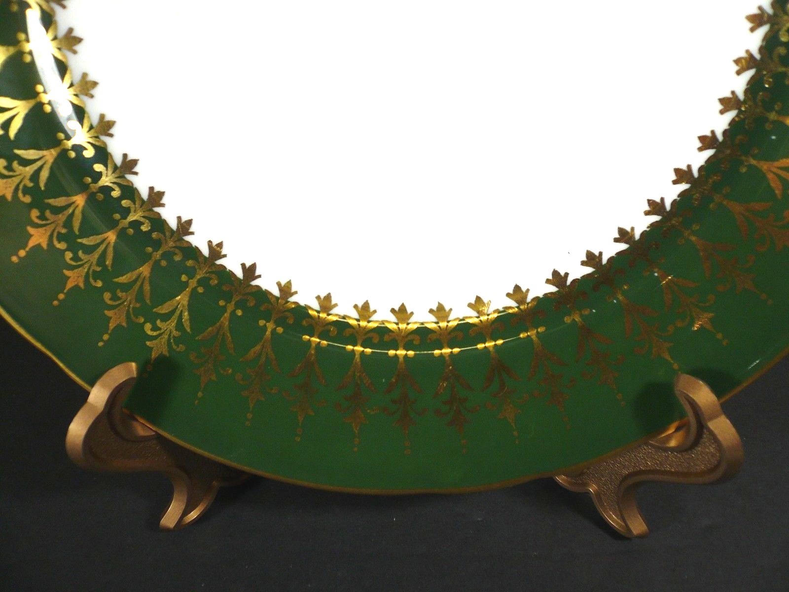 Antique 1930's - 40's AYNSLEY Dark Green w/ Heavy Gold 9 1/4