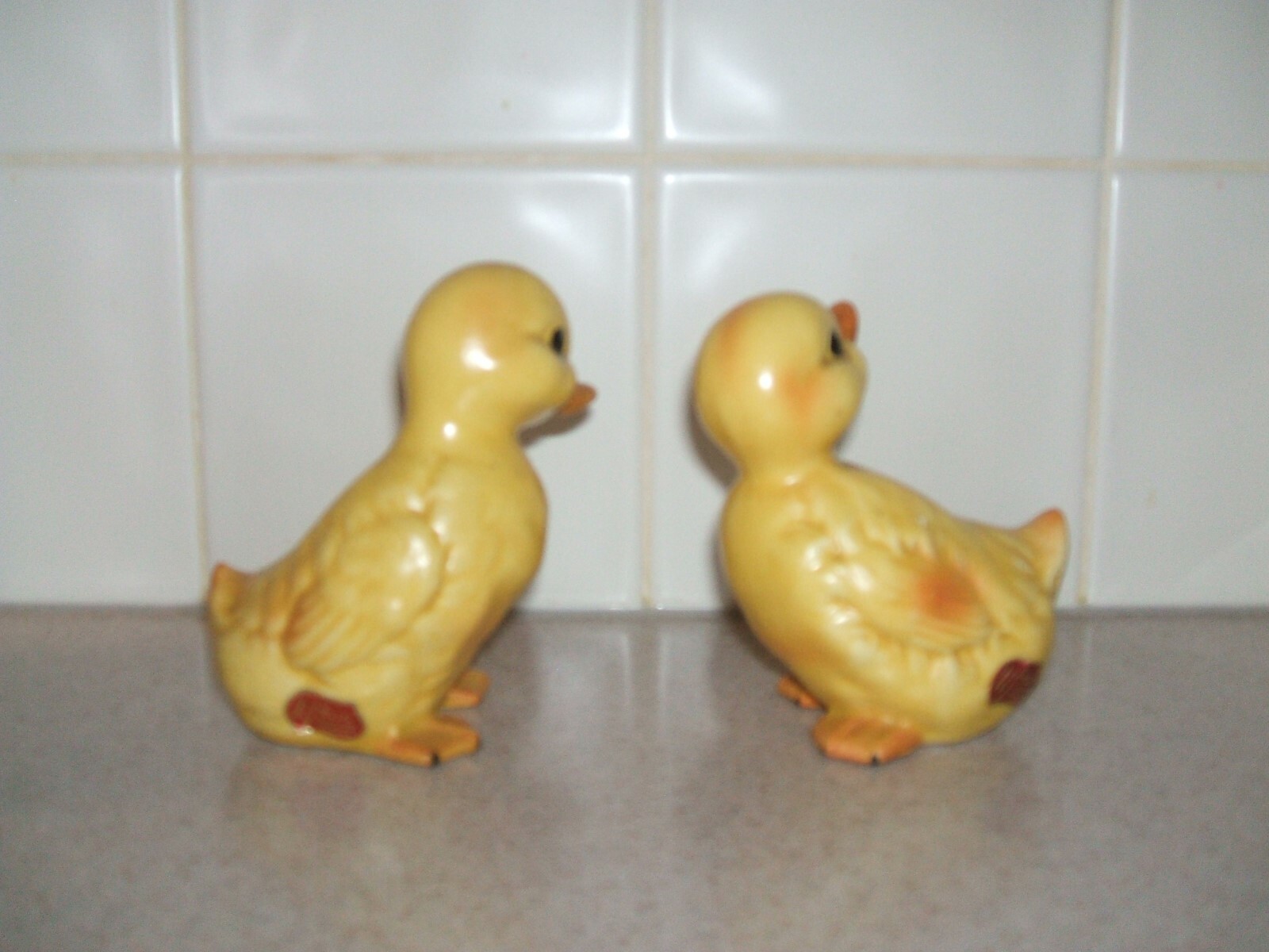 Vintage Lefton Duck Figurines Easter Yellow Babies Sweet Ceramic