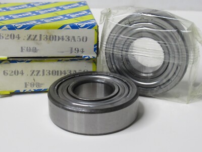 (NEW - Lot of 2) SNR 6204.ZZJ30D43A50 6204J30D43 Sealed Ball Bearing 