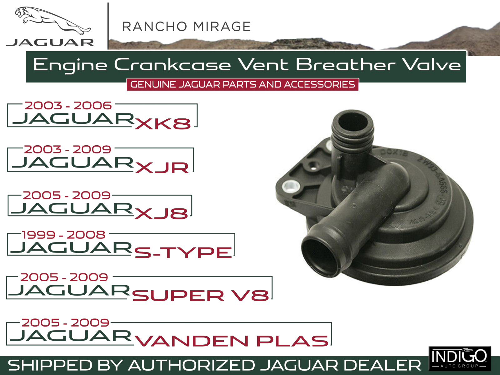 New Genuine Jaguar Engine Crankcase Vent Breather Valve OE