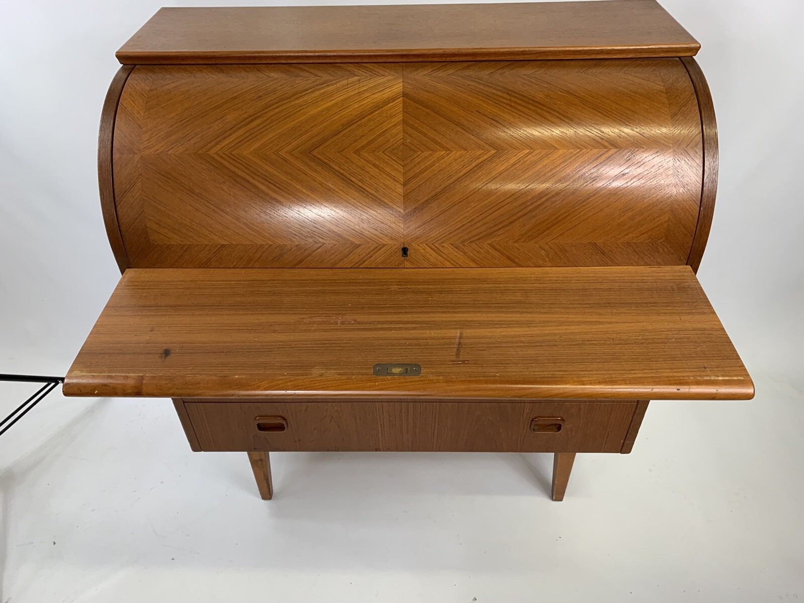 Mid Century Modern Teak Secretary Desk Ostergaard Rolltop Desk