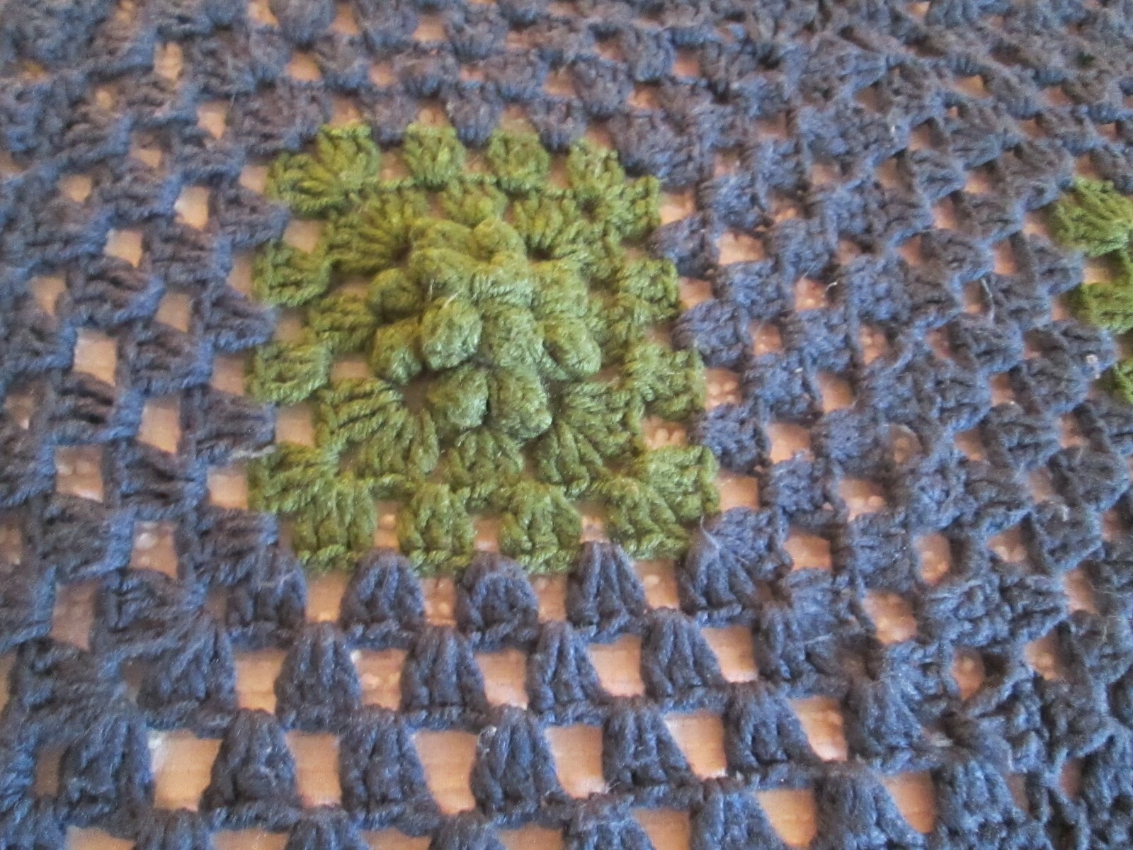 Vtg Granny Crocheted Afghan / Bedspread 3D Roses Flowers Blue & Green 66 X 100