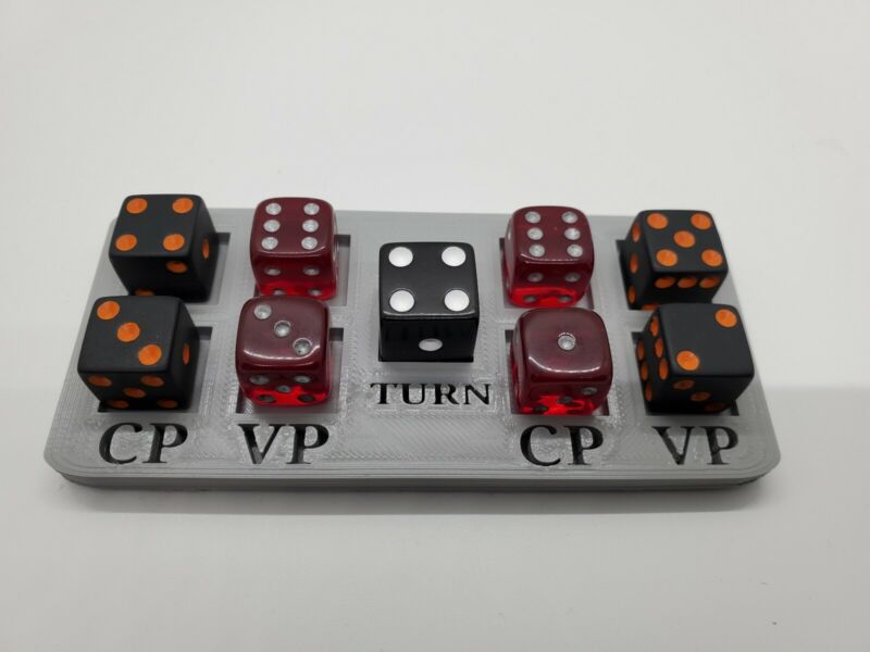 3D Printed Point Counter. Victory, Command Points, Turn # Tracker