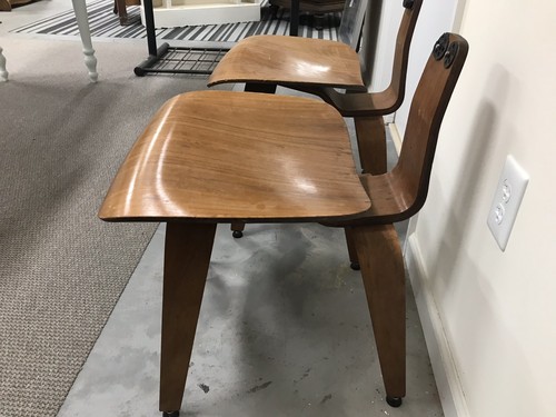 2 Vintage Eames Molded Plywood Wood Side Chair Herman Miller Parts