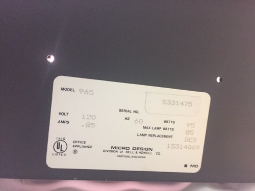 MICRODESIGN MODEL 965 DUAL LENS MICROFICHE READER