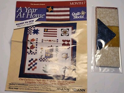 A Year at Home Quilt Block Kit MONTH  7 '' Patriotic Flag  '' Jo-Ann Fabric 2000
