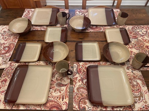 Sango Eclipse Brown Dinnerware Set 16 Pieces