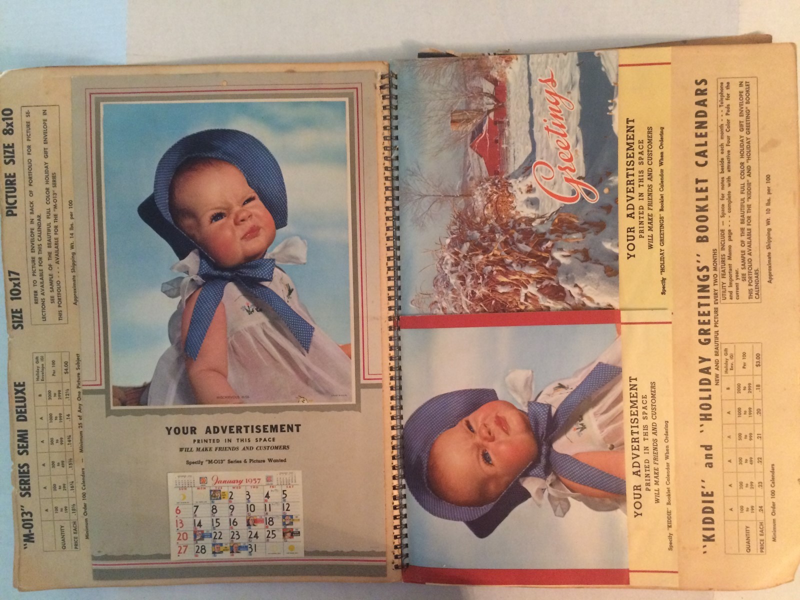 1957 Vintage Art Calendar Salesman Sample Booklet George Washington Line