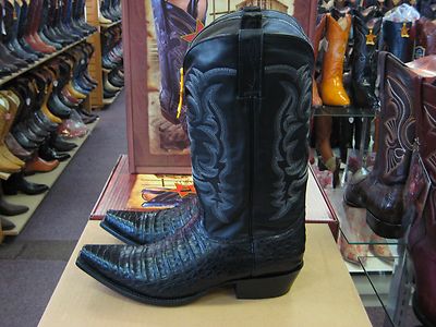 Pre-owned Los Altos Boots Los Altos Women Black Genuine Snip Toe Crocodile Western Cowboy Boot (m) L341977