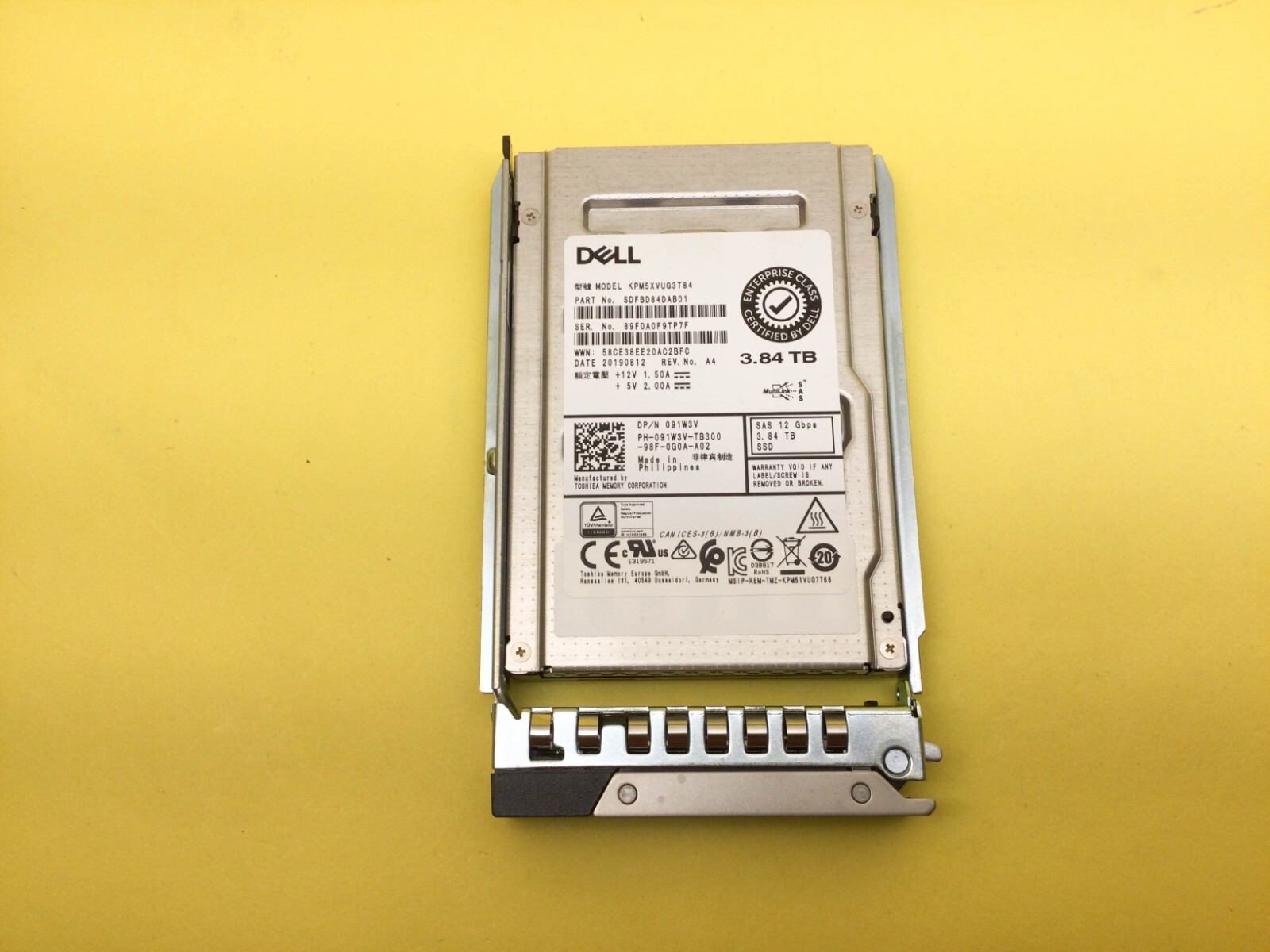 91W3V DELL 3.84TB SAS 12Gbps Mixed Use 2.5'' Internal SSD