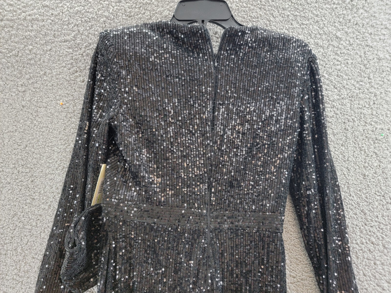 Eliza J Sequined Wrap Gown Women's 4 Black Side Bow Crossover V-Neck Back Zip - Picture 10 of 15