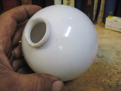 LIGHTING ROD BALL GLOBE antique white glass WEATHER VANE farm barn EARLY 1900'S