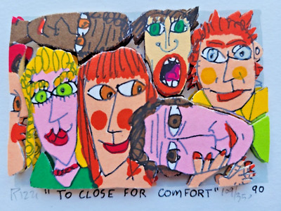 James Rizzi 3D To Close For Comfort Handsigniert Mini aus 1990 Gerahmt