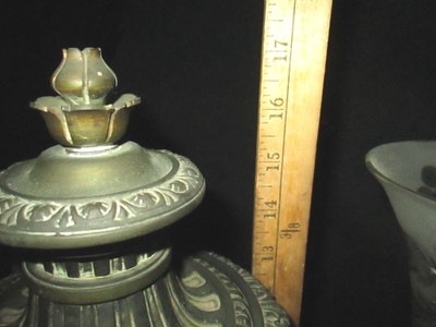 PAIR of ANTIQUE VICTORIAN ARGAND LAMPS  -  SIGNED