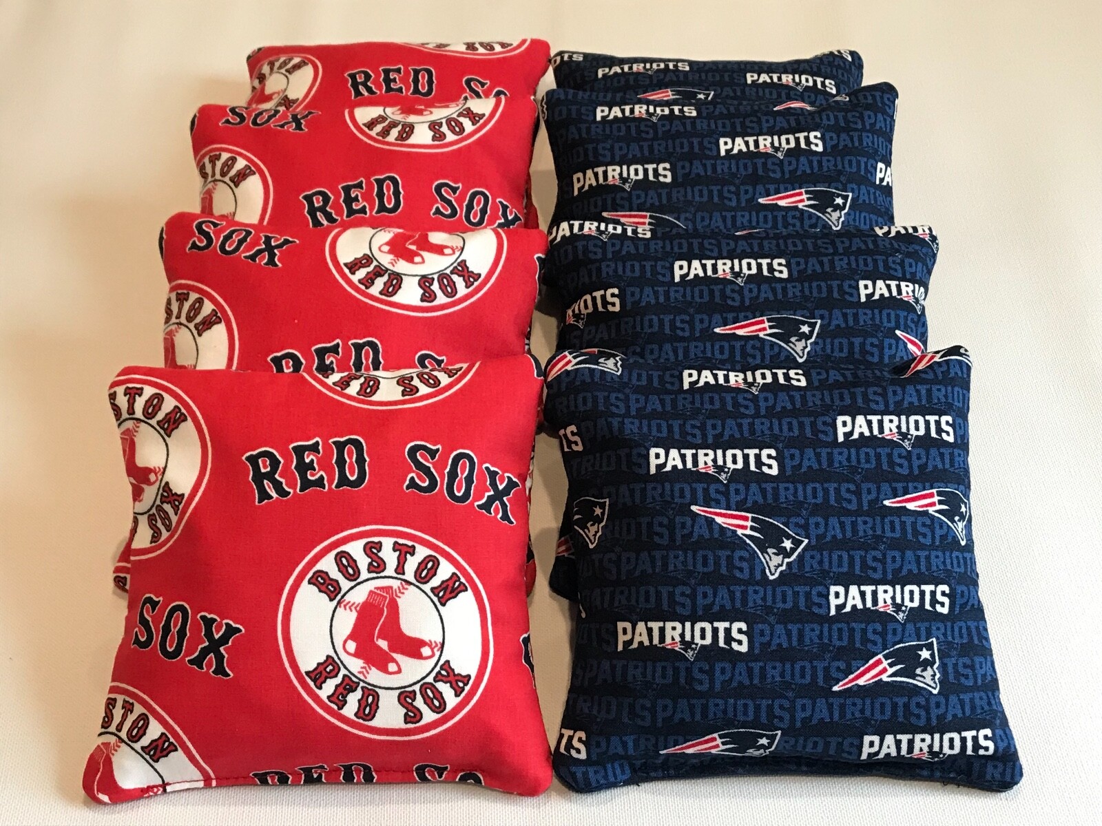 NEW ENGLAND PATRIOTS BOSTON Red Sox CORN HOLE BEAN BAGS SET OF 8 REGULATION