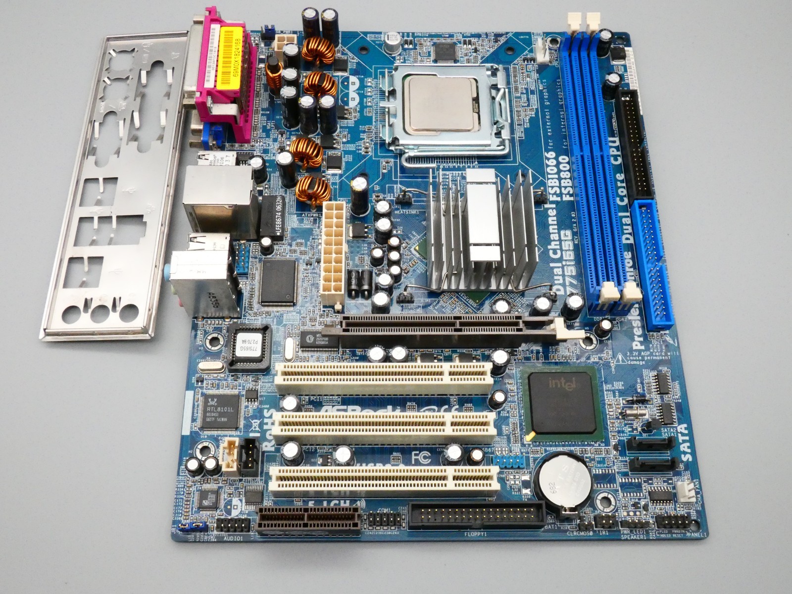 ASRock 775i65G Motherboard socket 775 with Intel Celeron 346 3GHz CPU +IO Shield