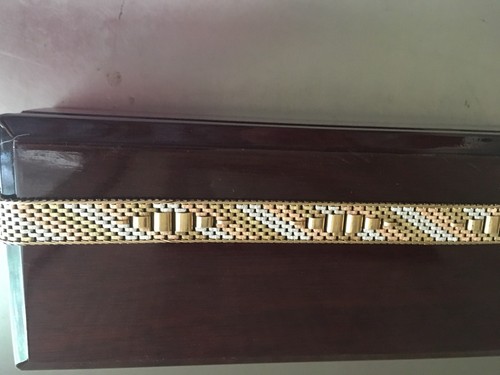 Lady's Tri-Gold woven wide designer bracelet, 8