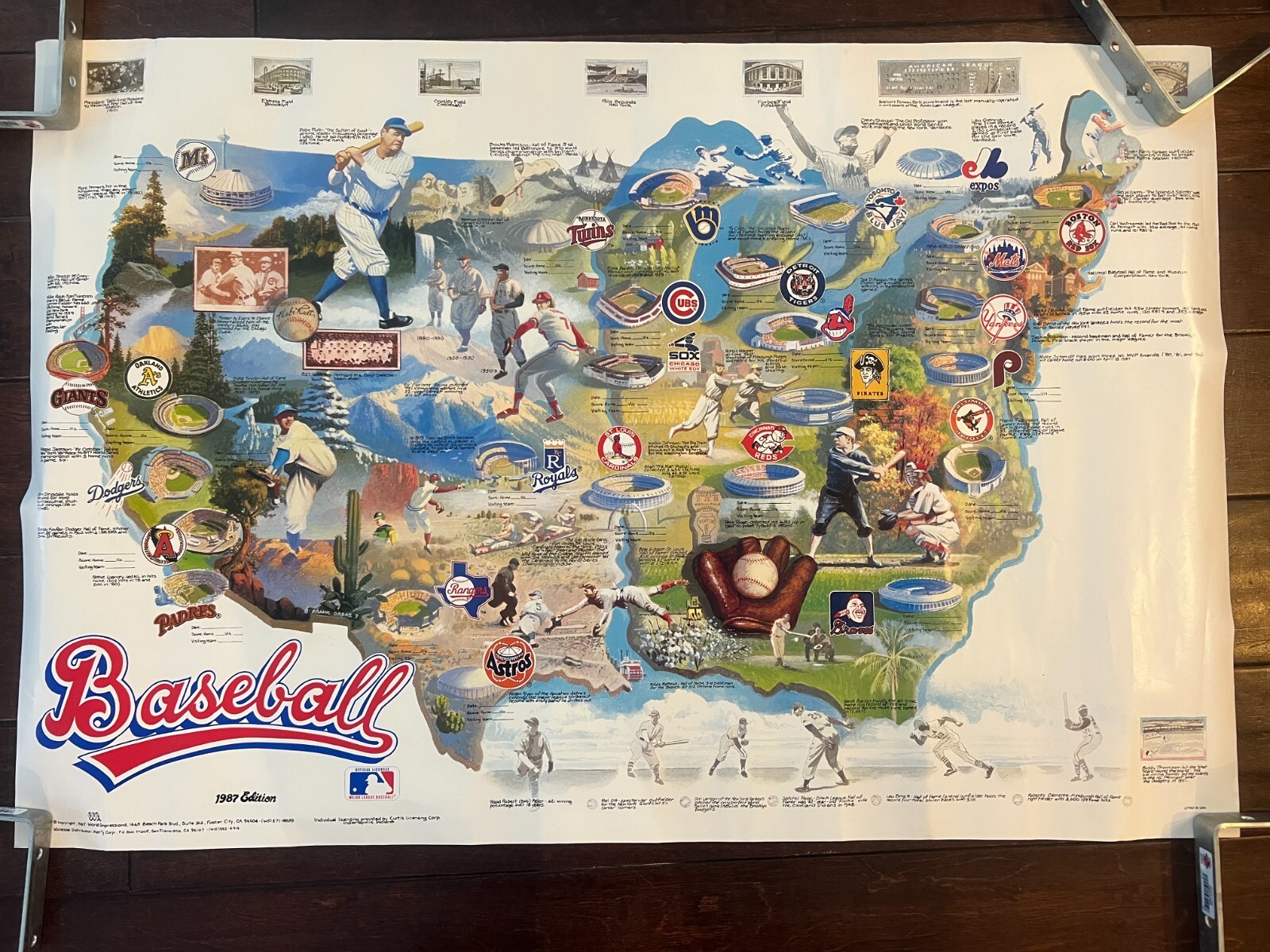 (174)Baseball Map Poster 1992年 174)Baseball Map Poster 1992年 Map Baseball Poster Fan Poster: Grand