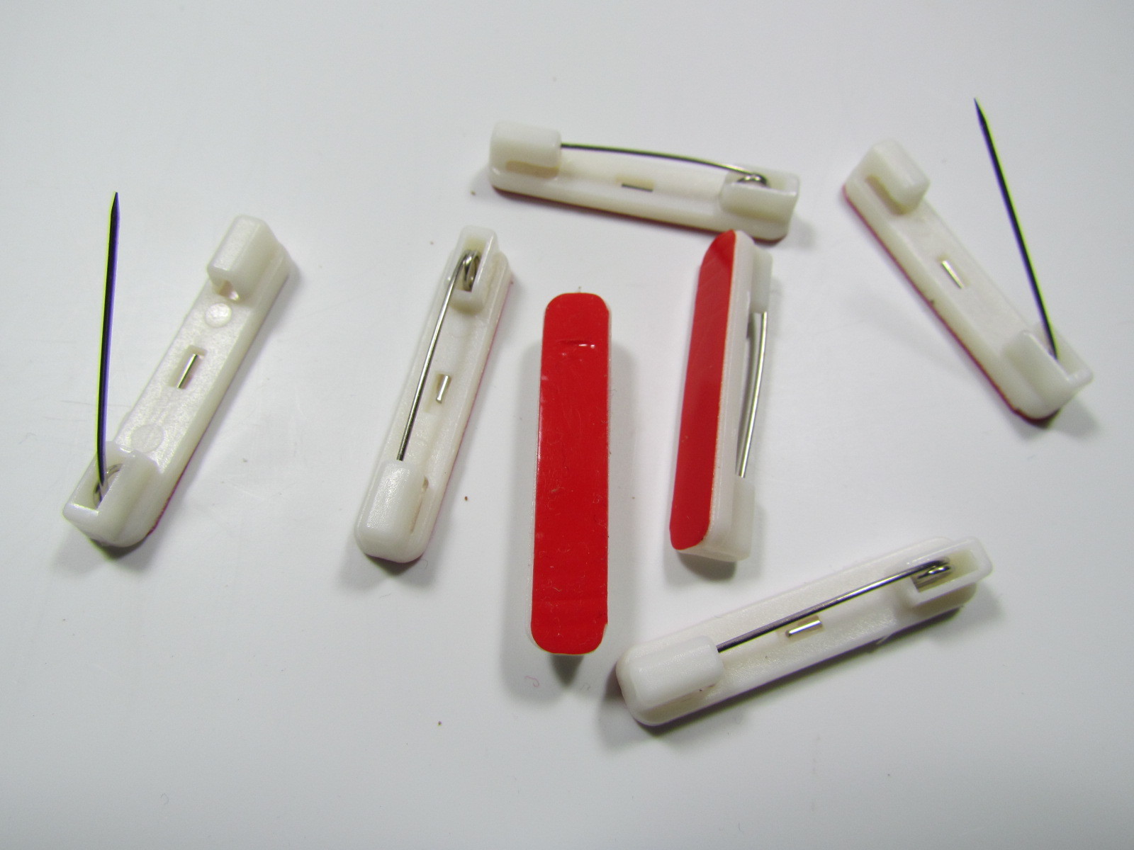 125 -1.5 inch Plastic Safety Pin Back with Adhesive- Safety Bar Pinback -Bar Pin