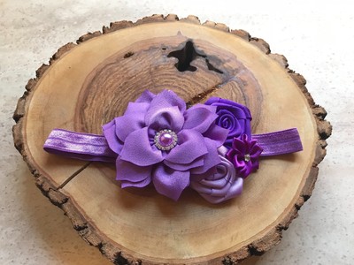 BABY TODDLER CLUSTER FLOWERS HEADBAND PHOTO PROP GIFT PURPLE GIFT