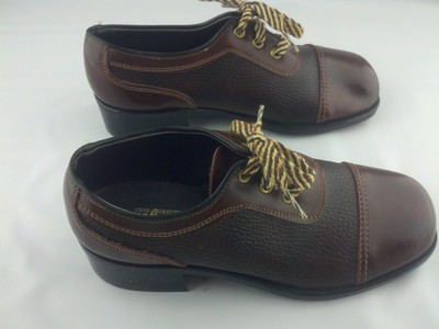 Vintage Brown Leather SANDY MCGEE Boy's High Heel Oxfords NOS