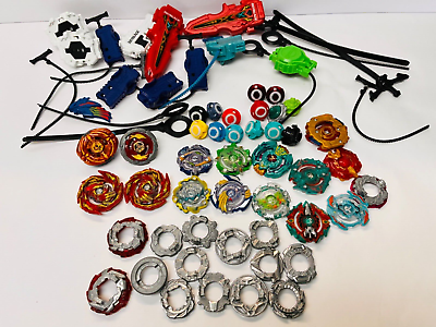 Beyblade Burst Lot Large Set with Launchers Rip Cords