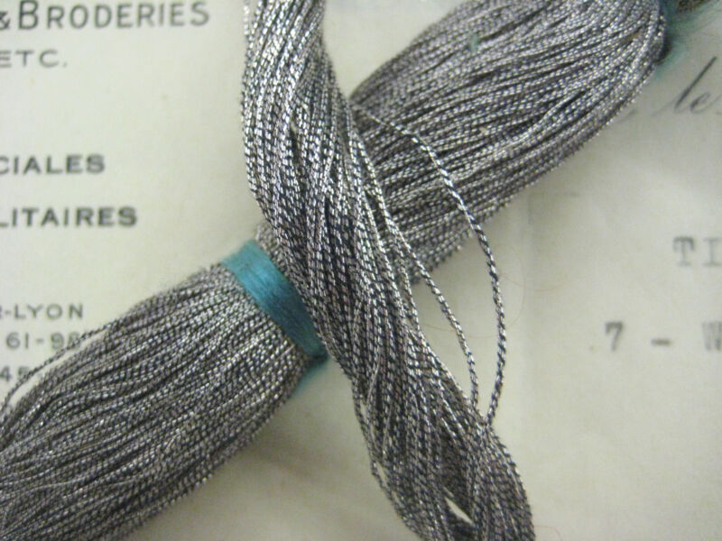 Vintage Antique Pewter French Metallic Twist Thread Fly Tying