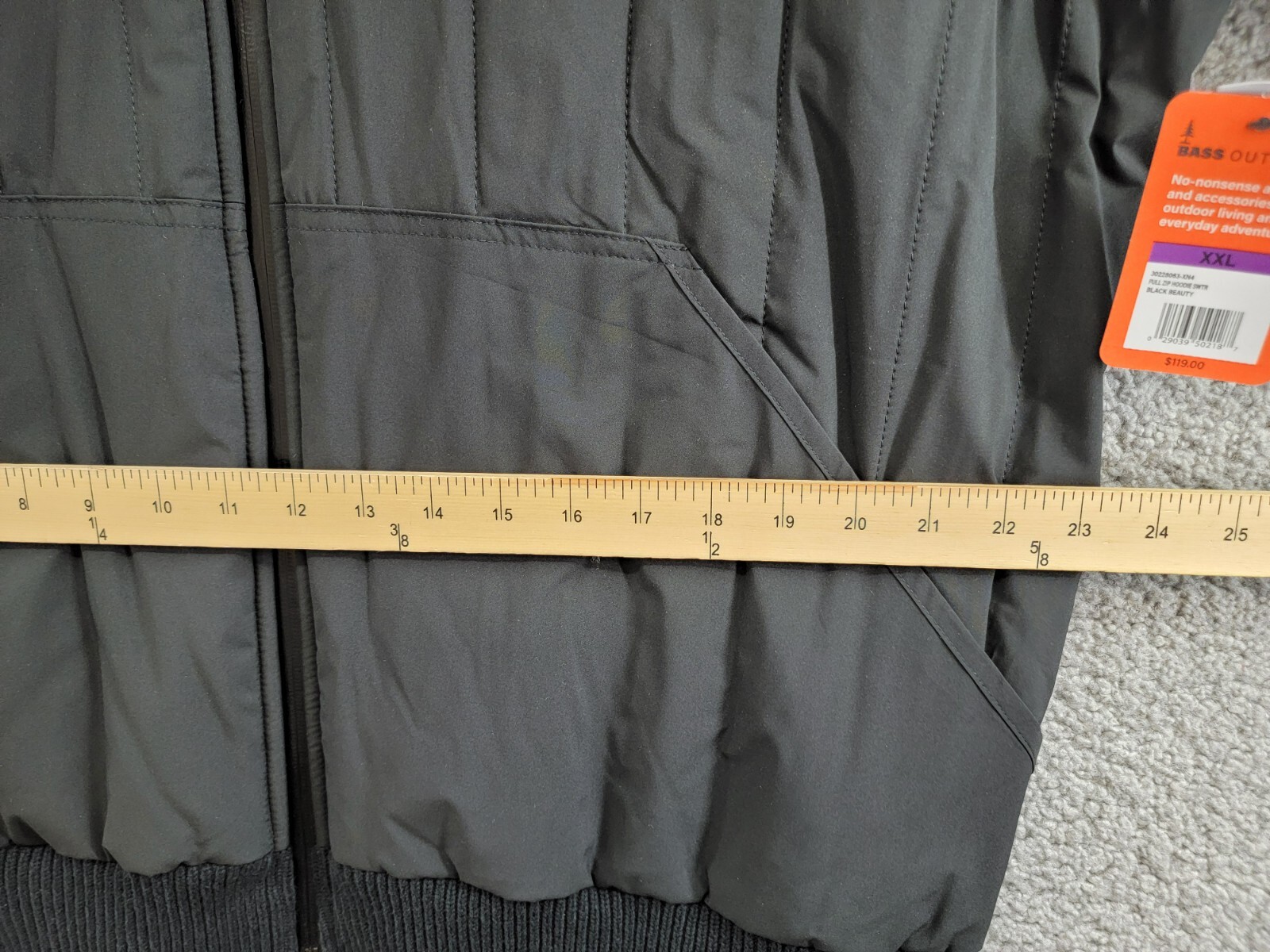 BASS OUTDOOR Mixed Media Zip-Front Hooded Sweater Jacket Men's XXL Black Beauty - Picture 7 of 17