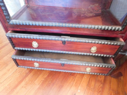 Mid-Century Modern Mahogany China Cabinet or Display Case Glass Front and Sides