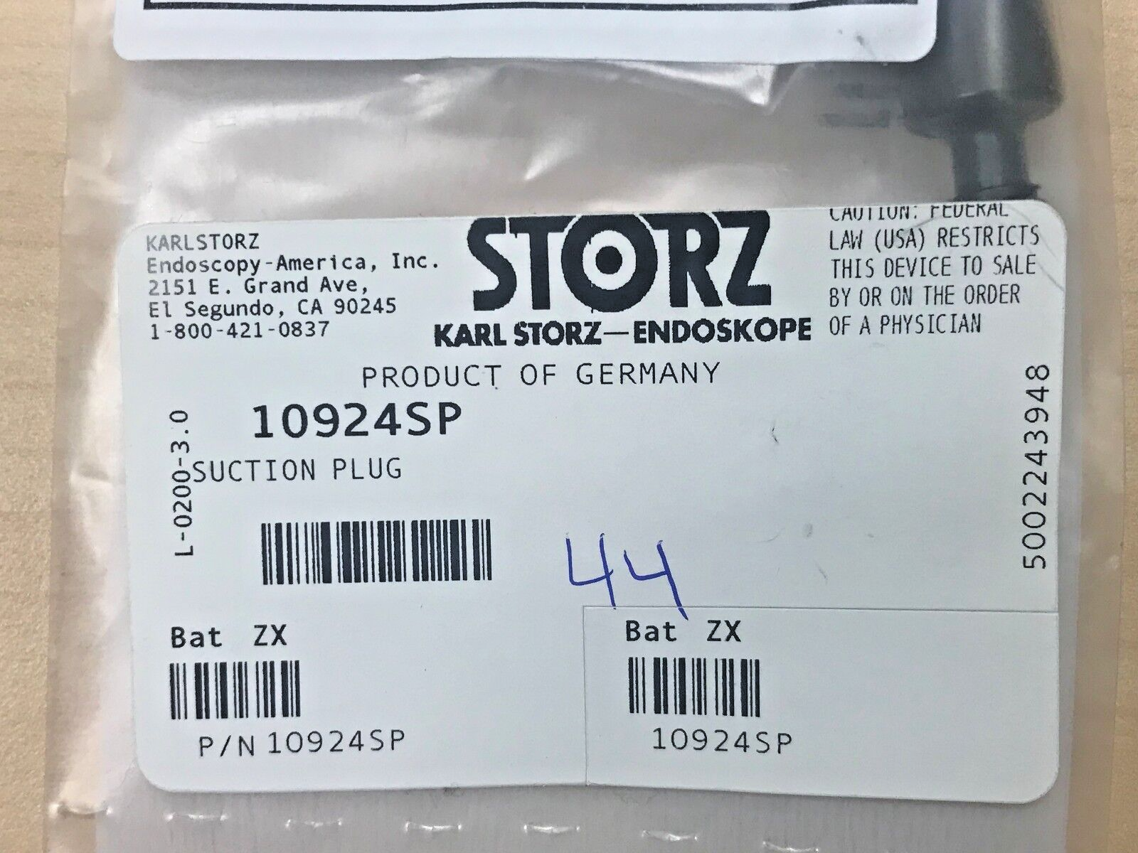 ask 10924SP KARL STORZ PLUG FOR SUCTION | eBay