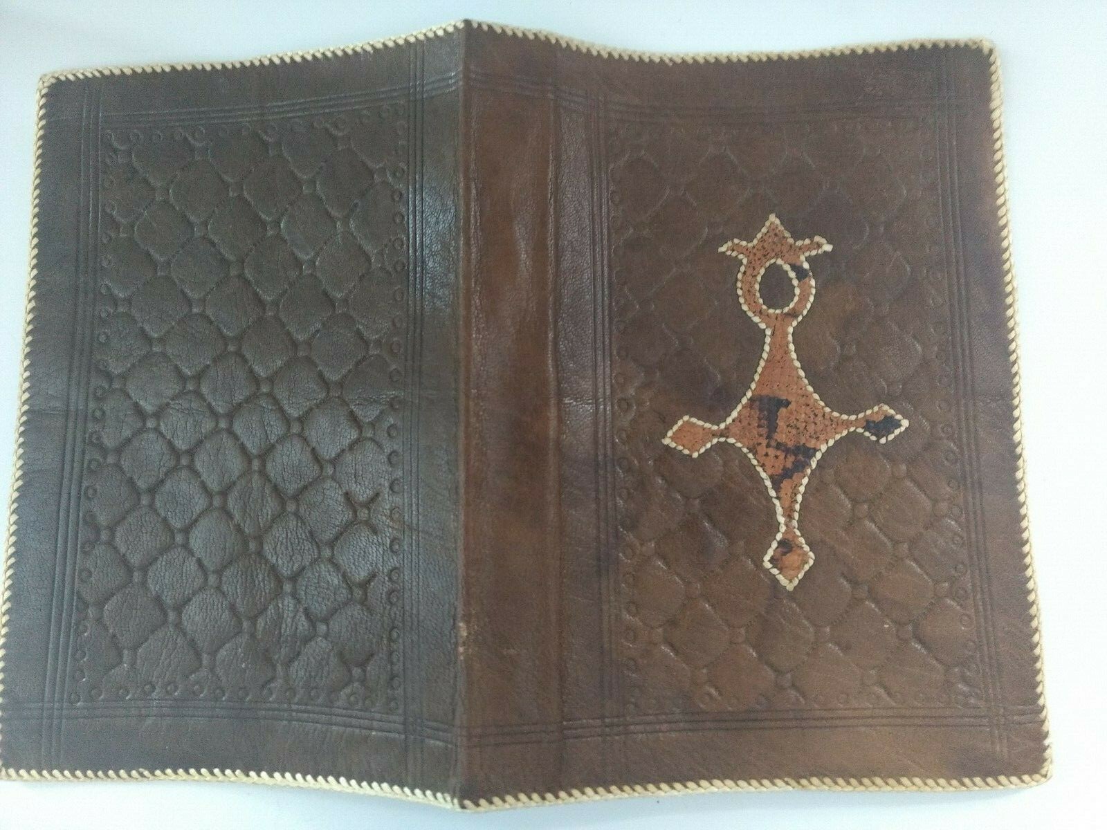 Vintage Handcrafted Book Cover Leather Look Embossed 5 1/2