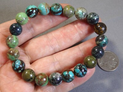 HUBEI Cloud Mountain TURQUOISE 10.5mm Round BEADS or BRACELET 8.5'' Strand 151ct