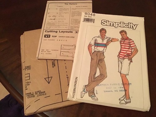 Vtg UNCUT Mens Sumplicity 8048 Polo Shorts Pants Slacks Chest 40 Waist 34