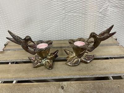 Gorham Heritage Silver plate Hummingbird Floral Candle Holders Pair