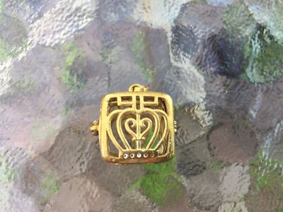 Solid brass/copper cage pendant: not polished/treated. Box shape for stone/bead