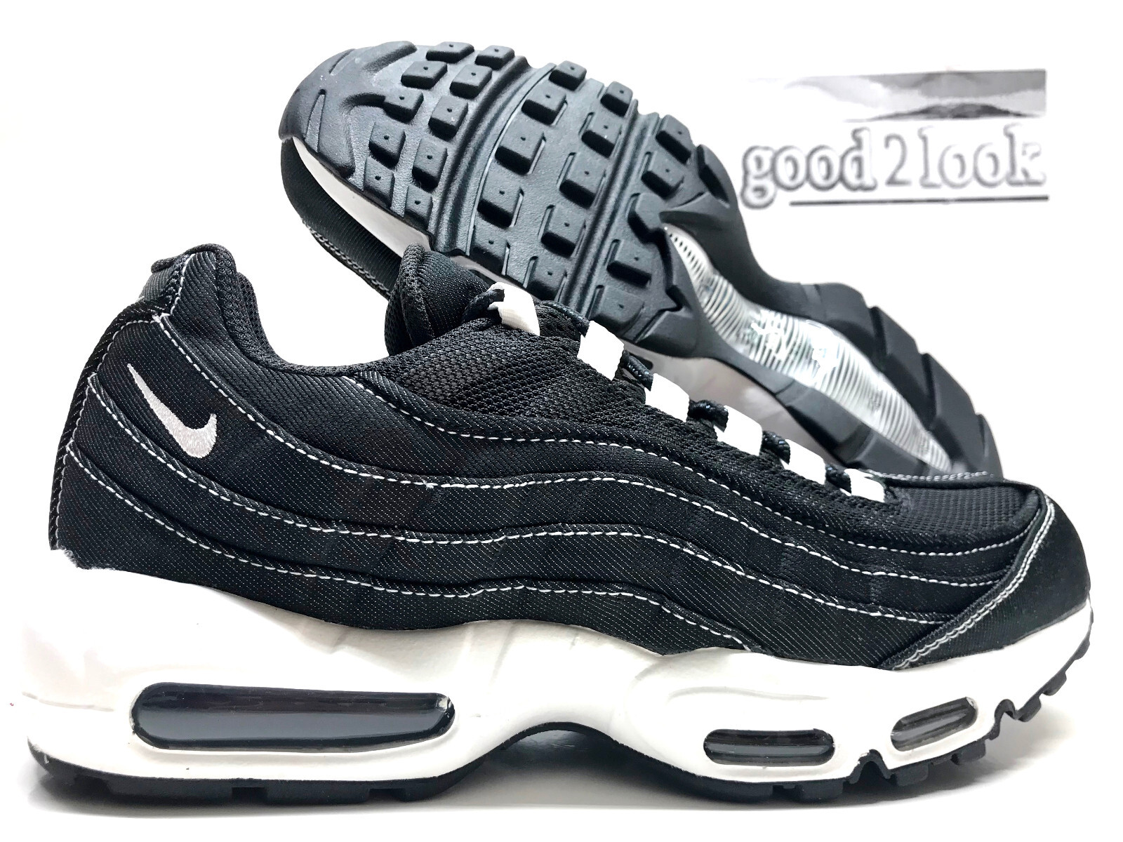 NIKE AIR MAX 95 ID BLACK/WHITE-BLACK SIZE WOMEN'S 10/MEN 8.5
