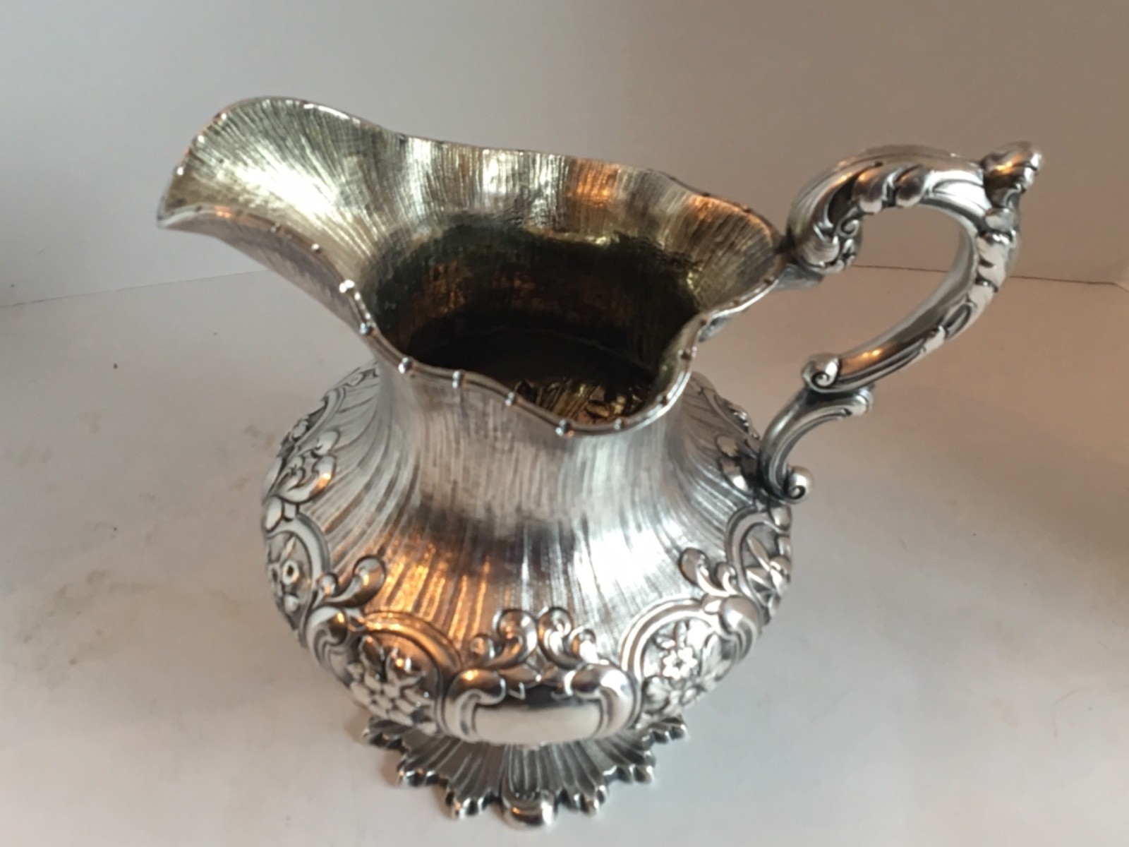 Antique Georgian Scottish Sterling Silver Handchased Florals Cream Jug 1832 E&Co