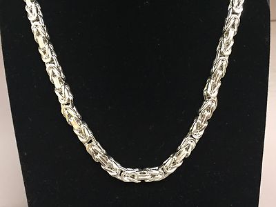 Pre-owned Nova 14k White Gold 24" Mens Byzantine Square Super 6mm 149 Grams Chain/necklace In No Stone