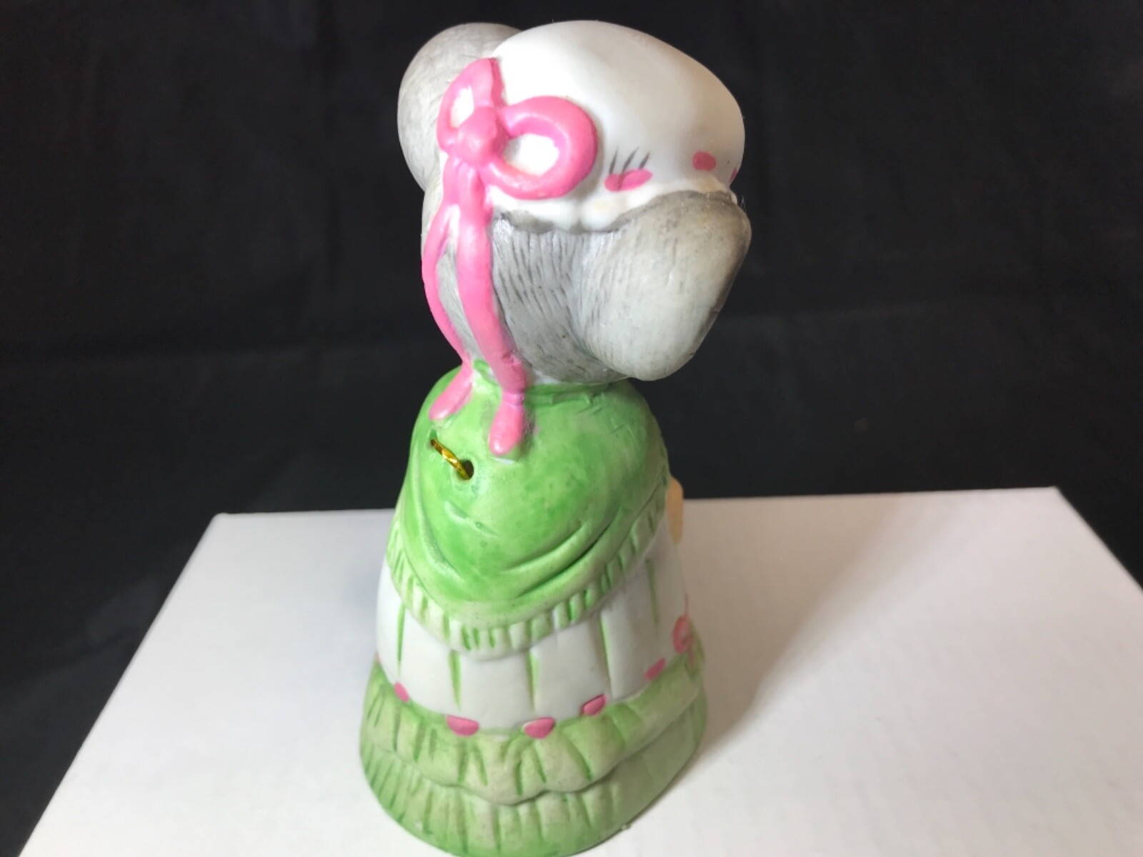 Vintage Mrs. Grandma Mouse Bell Figurine Bisque Umbrella Jasco