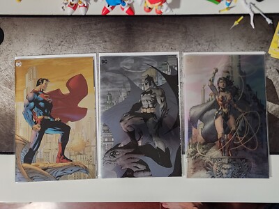 BATMAN 608 SUPERMAN 7 WONDER WOMAN 1 JIM LEE TRINITY FOIL SET DC COMICS 2023