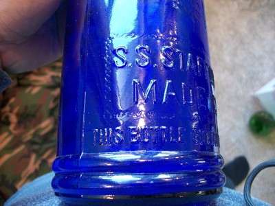 LARGE 32 OUNCE STAFFORD'S COBALT BLUE MASTER INK ODD PEENED OUT LINES 1890S
