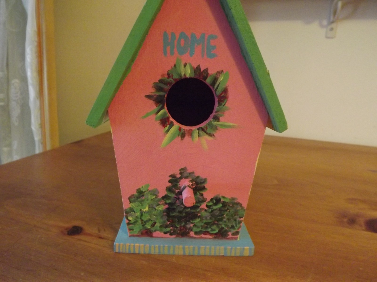 HANDPAINTED whimsical WOODEN BIRDHOUSE 9