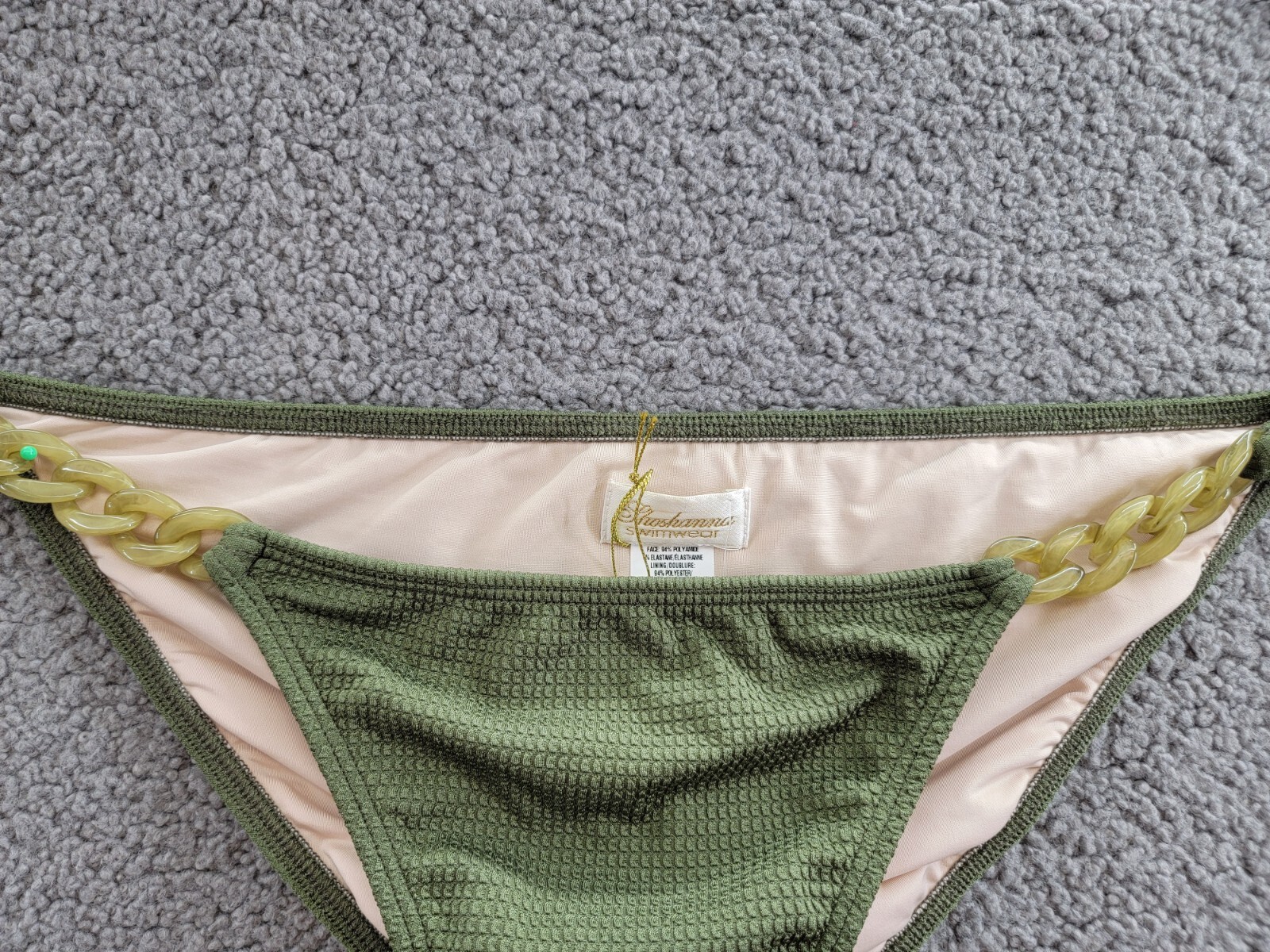 Shoshanna Elasticized wWaist Chain Bikini Bottom Women's XL Olive Pullon Style - Picture 3 of 15