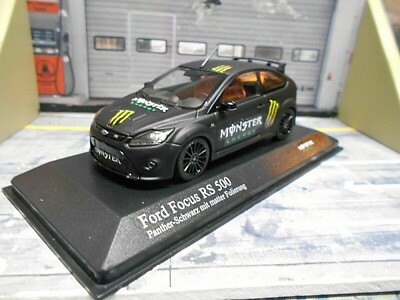 FORD Focus RS 500 2010 matt black schwarz innen rot UMBAU Monster Energ PMA 1:43
